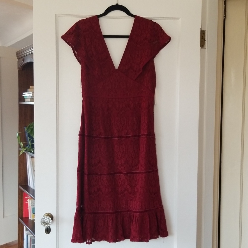Anthropologie Burgundy Lace Dress Brand New